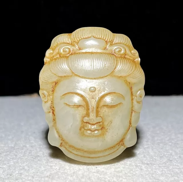 41.27 Certified 100% Hetian jade Kwan-yin Pendants 和田玉观音