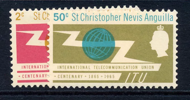 St Christopher Nevis Anguilla 1965 I.t.u. Centenary Sg147/148  Mnh