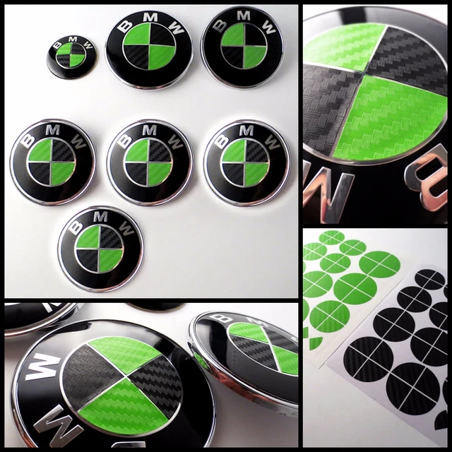 Black Carbon Fiber Sticker BMW Emblem Vinyl Overlay Decal Roundel Badge