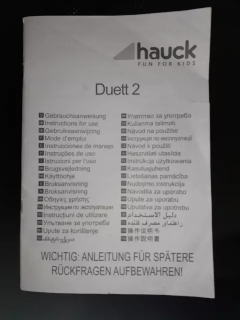 Hauck Duett 2 Tandem Pushchair Instruction Manual (USED)