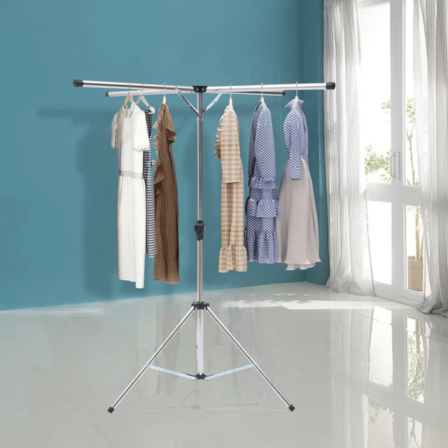 PORTABLE TRIPOD CLOTHES Drying Rack Steel Laundry Coat Foldable Stand