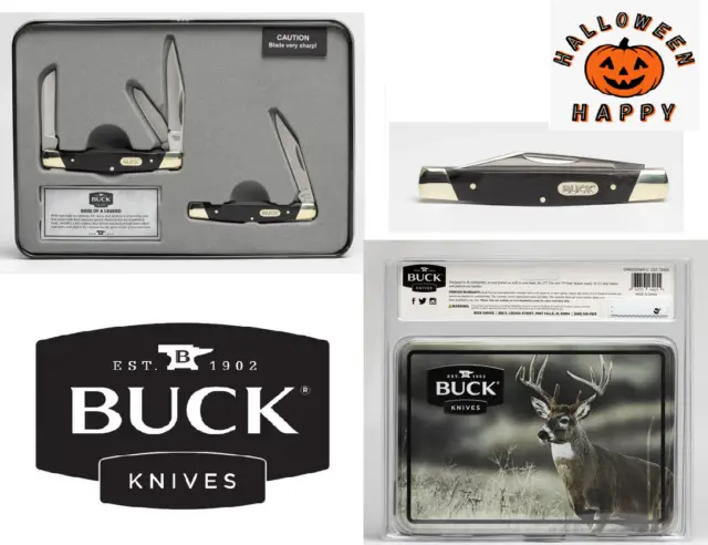 Buck Knives 373 Trio and 379 Solo 2-Knife Combo Tin, Multiple Blades, Black,...