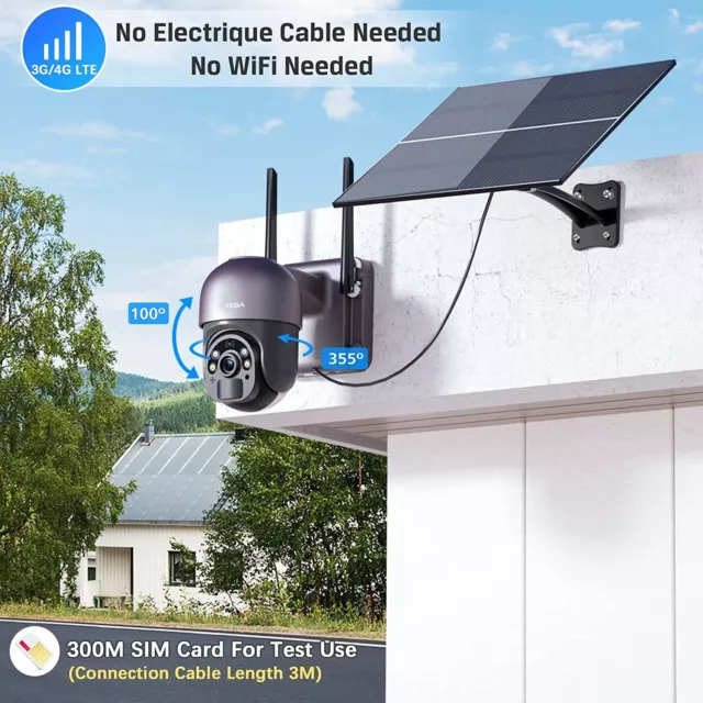 3G/4G LTE Caméra Surveillance Solaire avec 20W Panneau Solaire 20000mAh Batterie 3