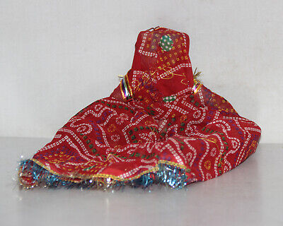Vintage Hand Crafted Rajasthani Ethnic Wooden Head & Cloth Women Puppet Doll 2