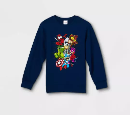 new Kids' MARVEL AVENGERS Boy Pullover Sweatshirt sz M (7-8years) blue Spiderman