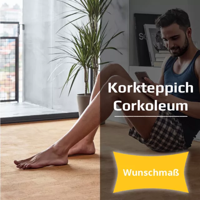 Korkteppich Pear 1,4 x 0.20m 3mm Kork Teppich Korkboden beige nach Wunschlänge