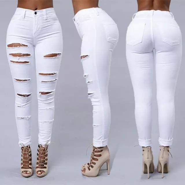 Donne Sexy Skinny Denim Jeans Moda Strada Casual Matita Pantaloni Molla