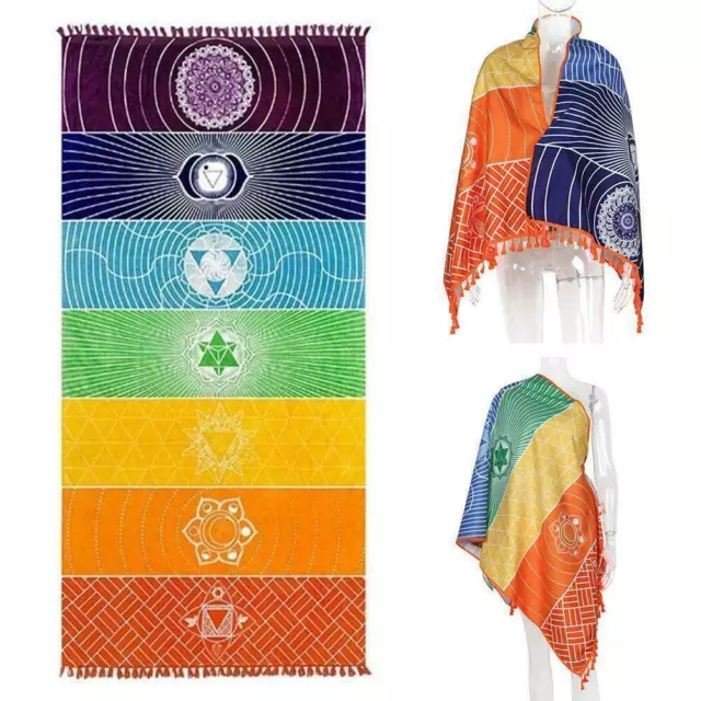 Bohemian Rainbow Beach Mat Mandala Blanket Wall Hanging Towel Yoga Tapestry L7S5 2