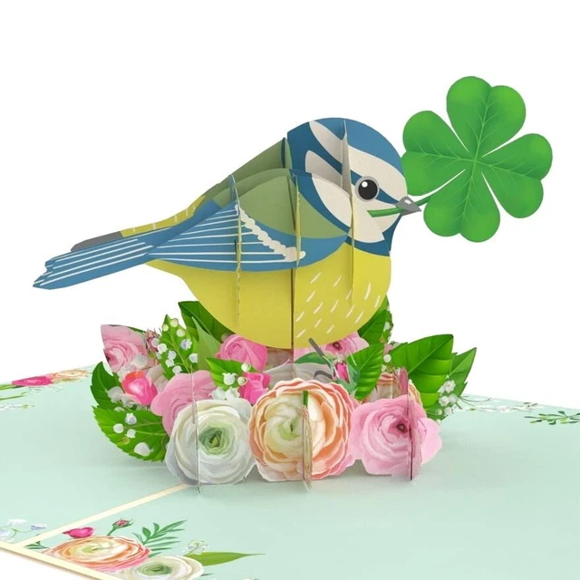 MOKIO® Biglietto Fiore Pop-Up – Fiore con Farfalla – Biglietto regalo 3D per un compleanno
