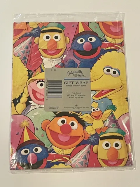 Vintage Wrapping Paper Rolls Kids Christmas Holiday Paper Santa Sesame  Street