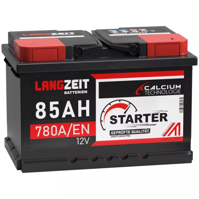 Autobatterie LANGZEIT 12V 85Ah Starterbatterie NEU WARTUNGSFREI TOP ANGEBOT