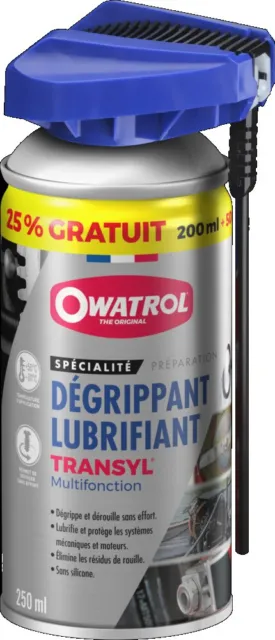 Dégrippant lubrifiant dégraissant multi position aérosol 250 ml  TRANSYL