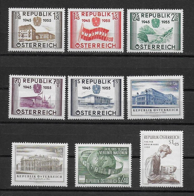ÖSTERREICH LOT aus JAHRGANG 1955 ANK 1021-1025,1029-1030,1031,1032 postfrisch**