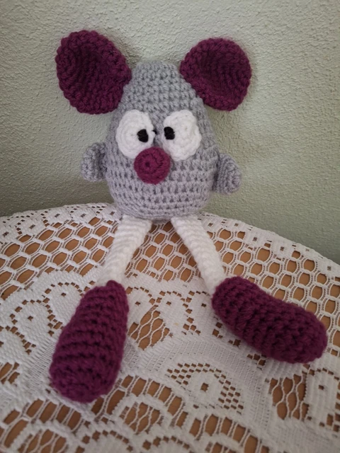 STOFFTIER SELBST GEHÄKELT Amigurumi Maus ca. 12 cm groß EUR 8,00