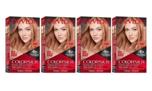 4 Pack Revlon ColorSilk Beautiful Color 85B Strawberry Blonde Salon Quality