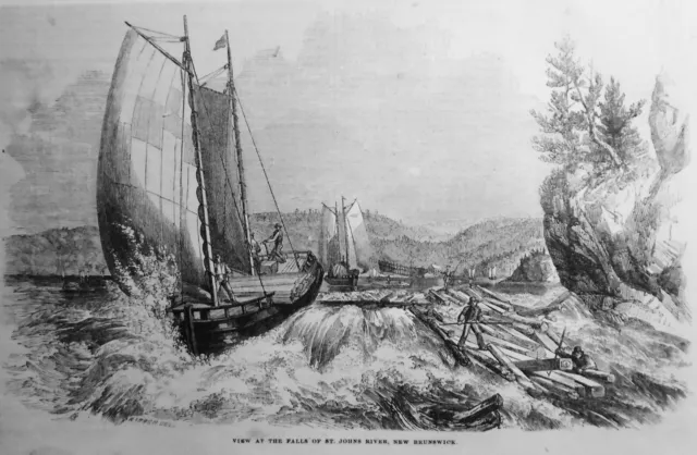 View At The Falls Of St. Johns River, New Brunswick. Gleason's Pictorial, 1852