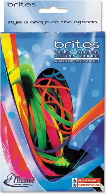 07706 Brites Pic-Pac Rubber Bands, Blue/Orange/Yellow/Lime/Purple/Pink, 1-1/2-Oz