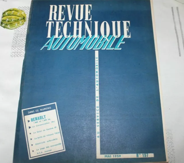 RTA REVUE TECHNIQUE AUTOMOBILE - RENAULT 1000 et 1400 Kg   - N° 157  - 1959