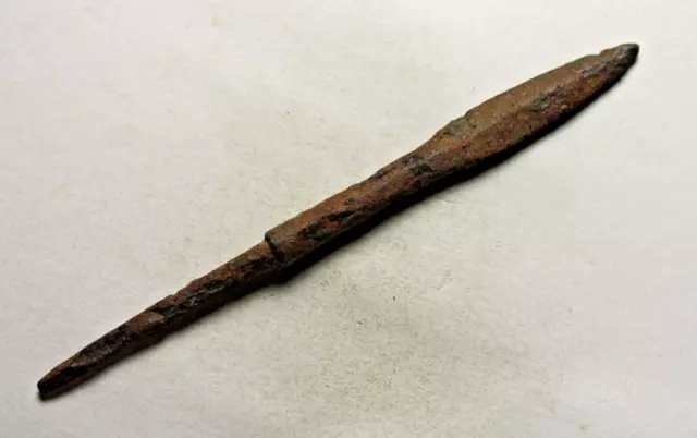 Rare genuine ancient Roman iron bolt head Javelin arrowhead spear quad blade