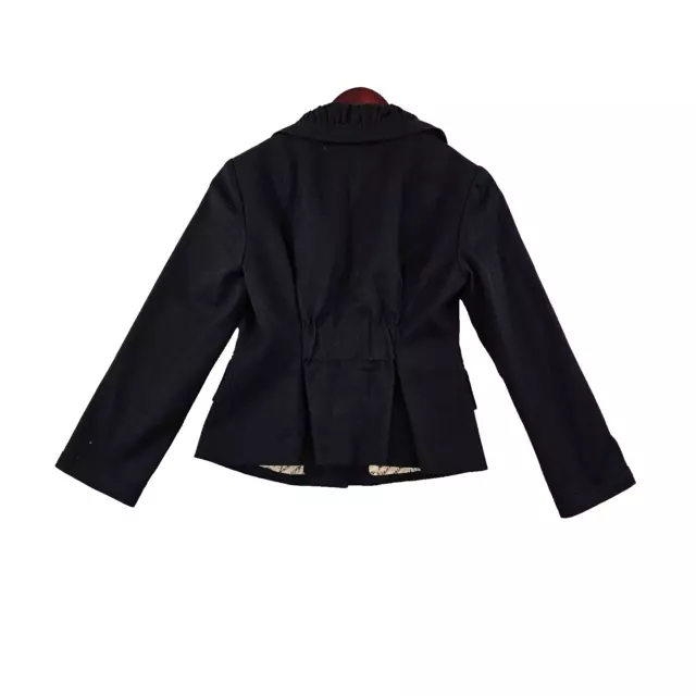 Nanette Lepore Womens Blazer Jacket Long Sleeves Button Front Pockets Black 4 2