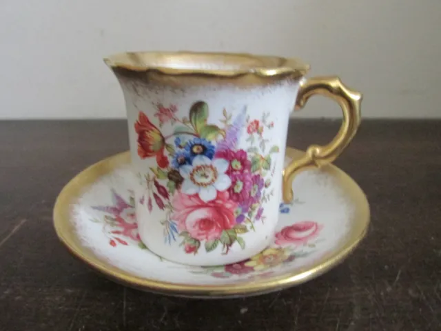Hammersley England Lady Patricia Demitasse Espresso Cup And Saucer Gold Flowers 2