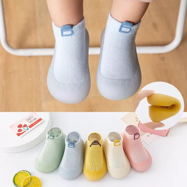 Calzini neonati bambine bambini neonati suola morbida scarpe antiscivolo taglia UK 2