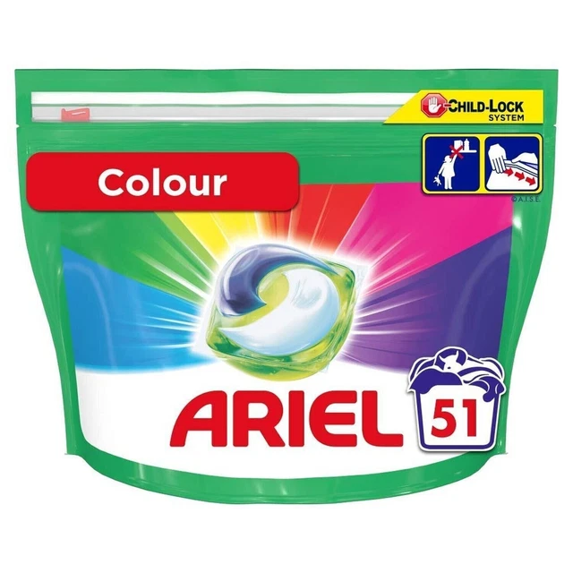 51 X ARIEL AllinOne Colour Pods Washing Laundry Detergent Tablets