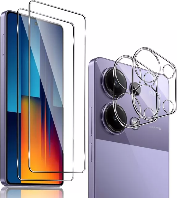 2X Schutzglas ( Display + Kamera ) für Xiaomi POCO M6 Pro Panzerfolie Full 9H