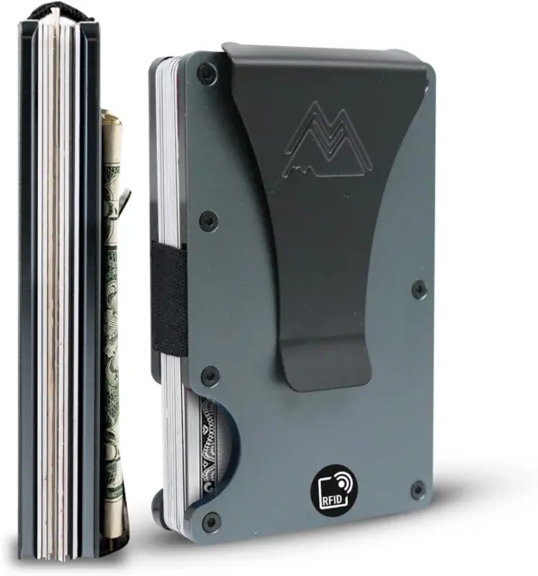 Minimalist Wallet - Slim RFID Wallet Credit Card Holder with Money Clip