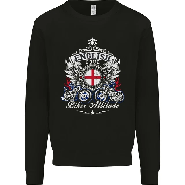 English Soul Biker Attitude Bike Motorcycle Kids Sweatshirt Jumper