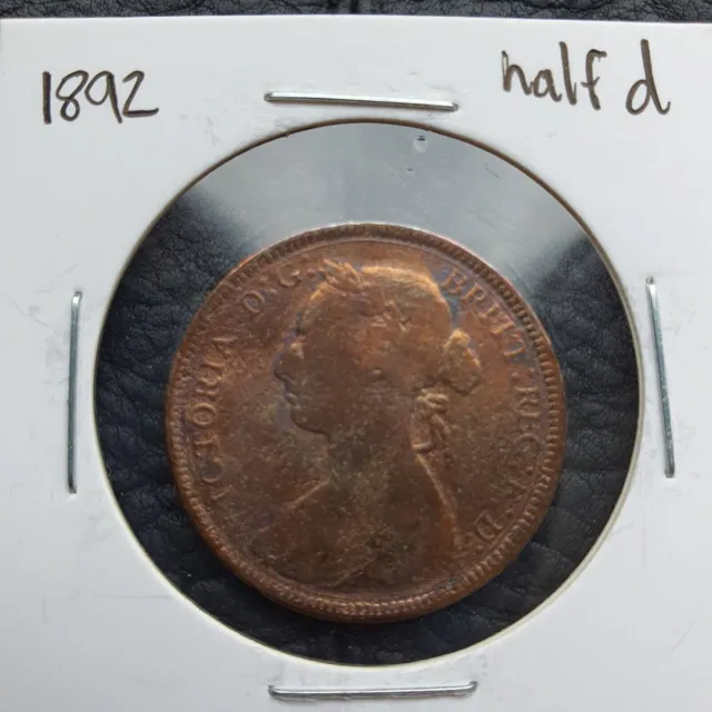 1892 British Half Penny Queen Victoria Condition As Pictured