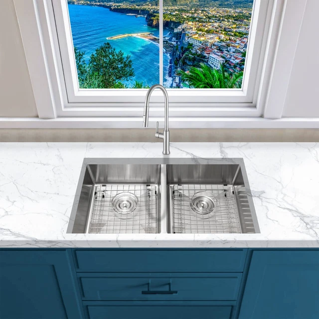 31 INCH DOUBLE Bowl Undermount Stainless Steel ADA Compliant Kitchen