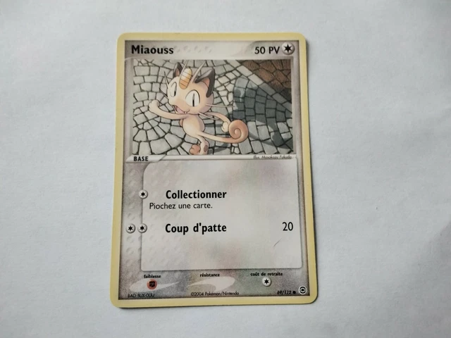 Carte Pokemon Française miaouss 69/112 ex feu rouge et vert feuille