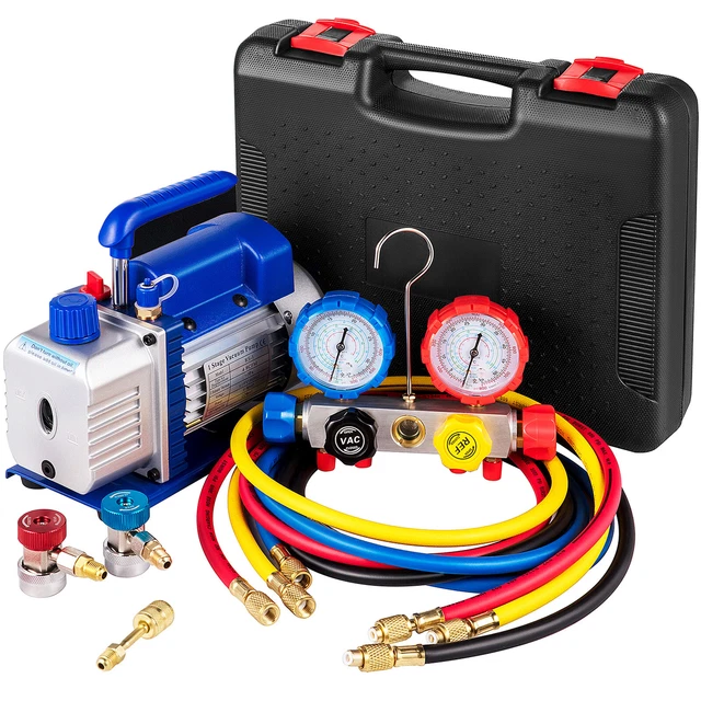 VEVOR 4.8CFM HVAC Auto AC Vacuum Pump with Manifold Gauge Set