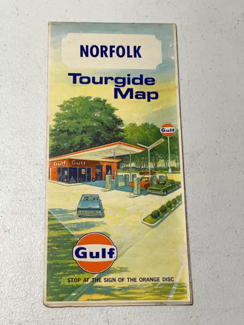 Gulf Tourgide Map Norfolk Virginia Gas Station Map Vintage 1960's