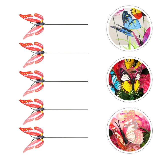 10 Pcs Pvc Simulation Butterfly Garden Stakes Art Iron Arts