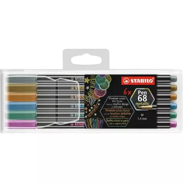 STABILO Fasermaler Pen 68 metallic, 6er Kunststoff-Etui