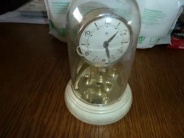 Vintage 8 Day Anniversary Clock Plastic Dome