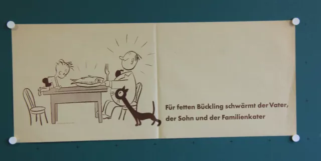 altes orig Plakat für fetten Bückling schwärmt der Vater, des Sohn und der Kater