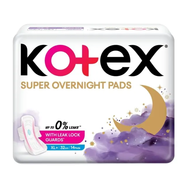 Almohadillas sanitarias ultrafinas para mujer Kotex Super Noche xl+ talla 14