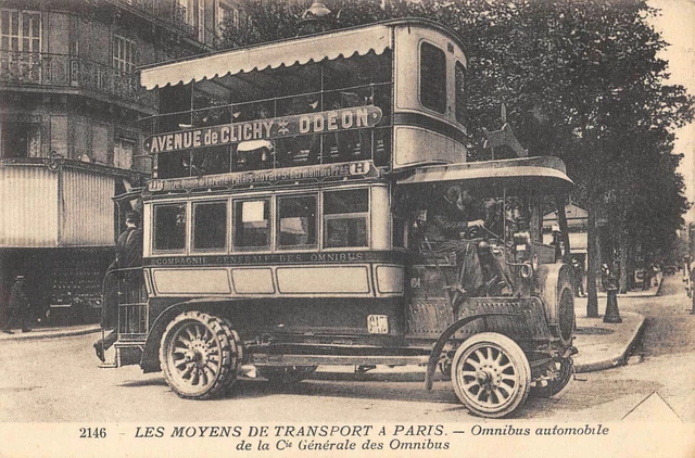 Cpa 75 Paris Les Moyens De Transport A Paris Omnibus Automobile
