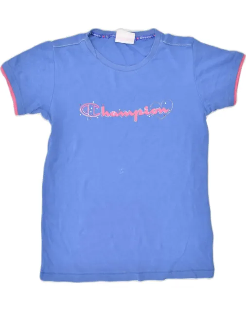 T-shirt grafica CHAMPION ragazza top 11-12 anni grande cotone blu XC84