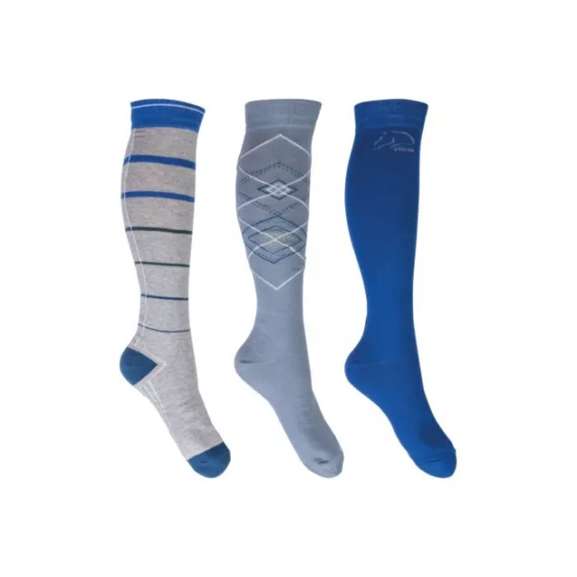 Hkm Riding Socks - Pack Of 3 Pairs Byron -  Two Sizes - Rrp £16.95