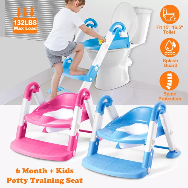 Kids Baby Potty Training Seat With Step Stool Ladder Child Toddler Toilet Chair