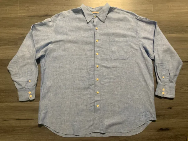 Tommy Bahama Relax Men's  Light Blue 100% Linen Long Sleeve Shirt Size 2XB