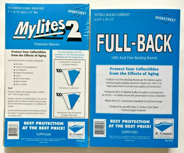 50 E. Gerber Current Comic Mylites 2 700M2 & 35 PT Full-Backs 675FB Set of 50