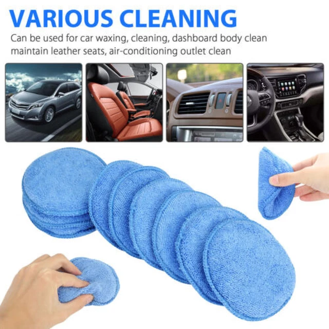 10 Pcs Wax Sponge Car Polish Applicator Microfiber Blue Sponges Manual Round