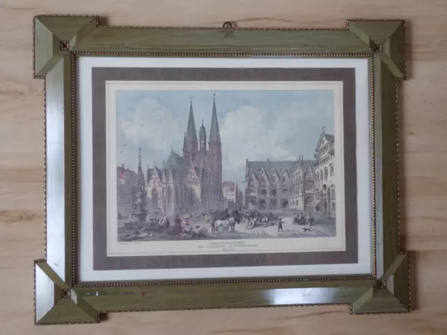 Braunschweig - Altstadtmarkt um 1855 -Stich - Rouargue freres del. et sc.