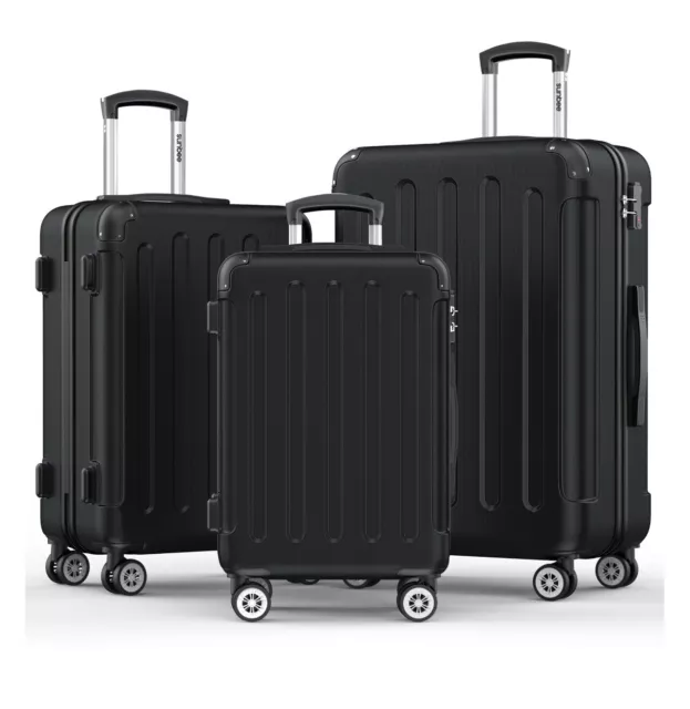 Sunbee 3 Piece Luggage Set Hardshell Lightweight Suitcase With TSA Lock Spinner