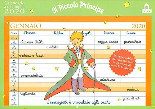 9788893676076 Il Piccolo Principe. Calendario della famiglia 2020 - Magazzini Sa
